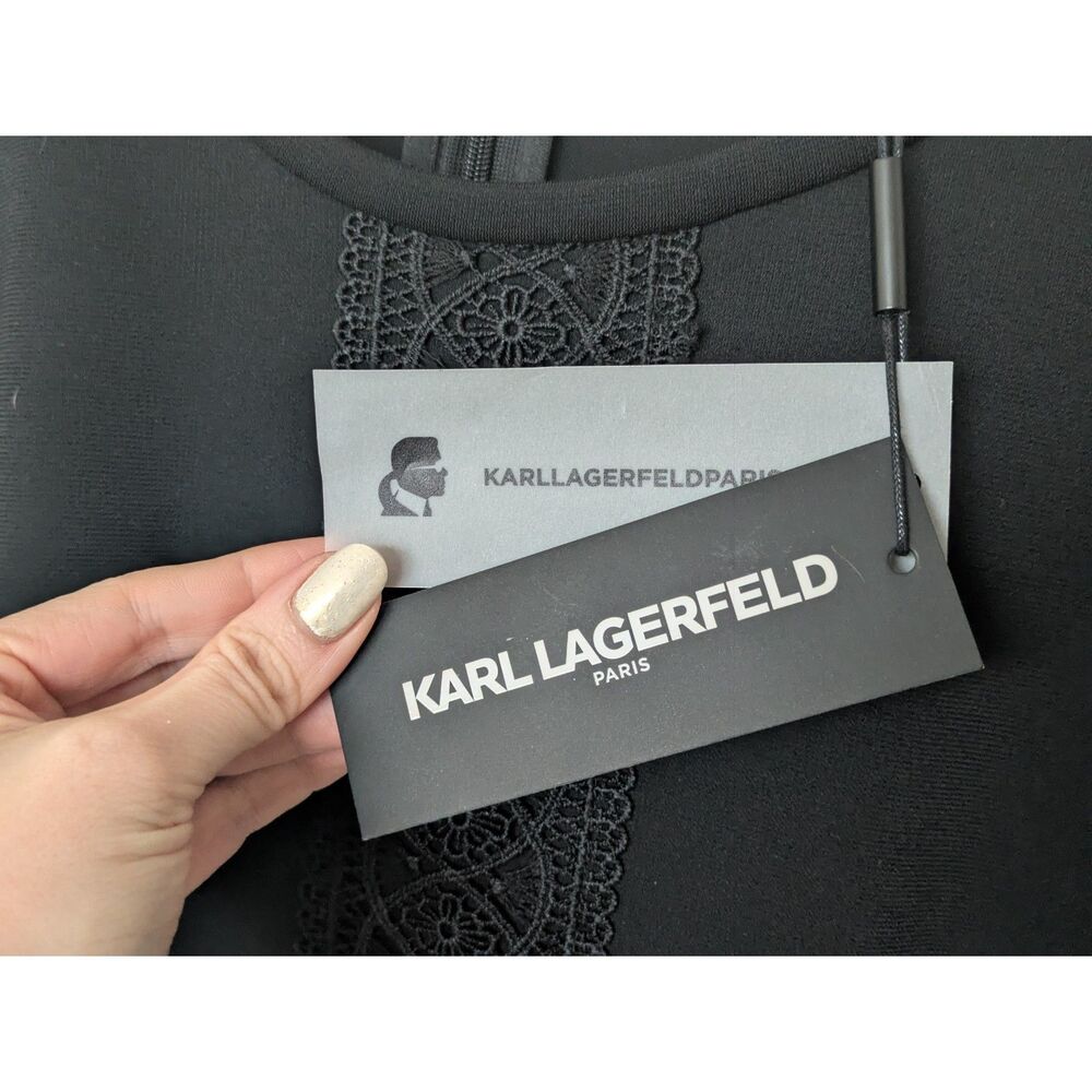 NWT Karl Lagerfeld Black Lace 3/4 Bell Sleeve Top Sz XL - Picture 6 of 8